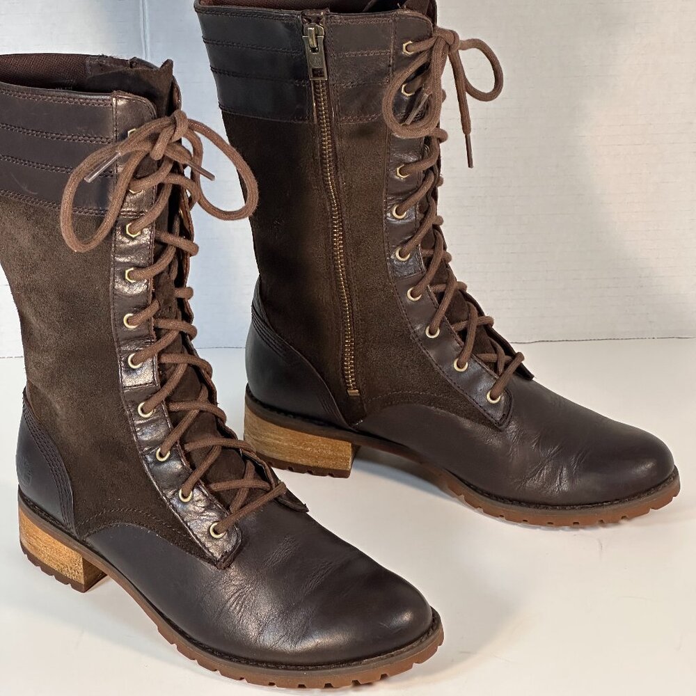 Timberland Chocolate Brown Lace-Up Heeled Boots